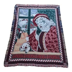 Goodwin Weavers H.O.L. 1996 Vintage Christmas Santa 60x48 Throw Blanket